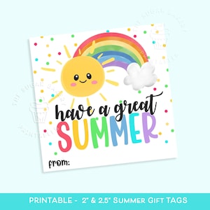¡Que tengas un gran VERANO! ETIQUETAS DE REGALO, etiquetas de galletas de agradecimiento para maestros imprimibles, etiquetas de regalo de fin de año escolar para maestros, estudiantes o compañeros de clase.