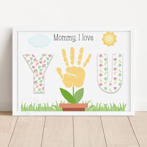 Arte con huellas de manos para el Día de la Madre, Manualidad con huellas de manos para el Día de la Madre, Manualidad con huellas de manos para preescolar, Recuerdo imprimible con huellas de manos, Ideas de regalos para mamá