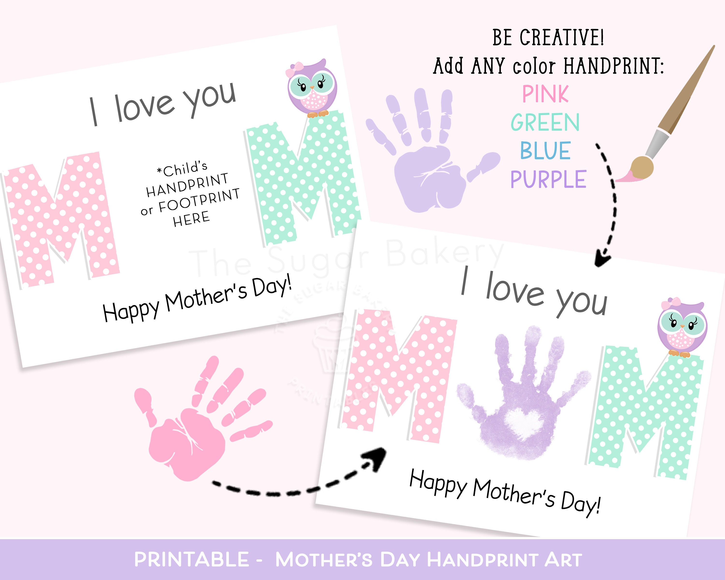 Mothers Day HANDPRINT Art, I Love You MOM, Mothers Day Craft, Mothers ...