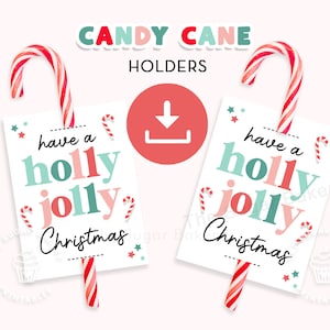 Porta bastones de caramelo navideños alegres, etiqueta para bastones de caramelo imprimible, porta bastones de caramelo, porta piruletas navideño, etiqueta para dulces de recuerdo del aula