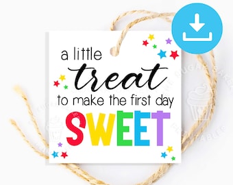 A little treat to make the first day SWEET TAG, First Day of school cookie tag, TEACHER Appreciation Gift Tag, gift for teacher student