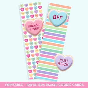 Printable SWEETHEART Valentine Cookie Box Backers, Conversation Hearts 10.5"x3" Valentine Cookie Backer, Valentine Cookie Box Backer hearts