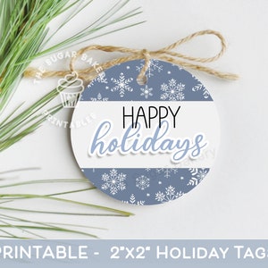 Happy Holidays Cookie Tag, Zuckerstange Cookie Tag, druckbare Weihnachtsplätzchen Geschenkanhänger, Urlaub behandeln Tag, süße Leckerei Weihnachtsplätzchen Tag