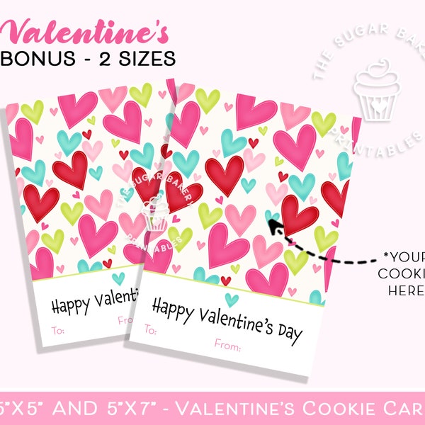 Valentine Mini Cookie Card, Sweetheart Valentine's Card for kids, Happy Valentine's Day Cookie Cards, Valentine Cookie Card Tag Printable