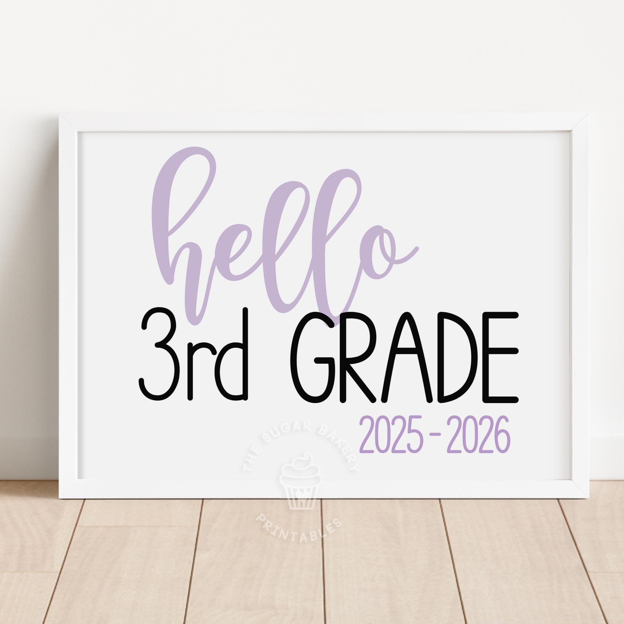 First Day of 3rd Grade Sign Printable School Hello 3rd GRADE SIGN Girl ...