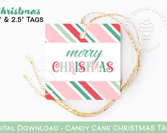 Candy Cane Cookie Tags, Merry Christmas sweet treat tags, Christmas Gift Tags, Candy Cane Christmas Tags, Teacher Classroom Treat Gift Tags