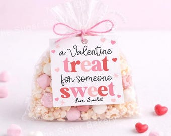 Druckbare Valentinstag Leckerli Geschenkanhänger, A Valentine SWEET Leckerei Geschenkanhänger, Lehrer Geschenkanhänger für Valentinstag, Klassenzimmer favorisieren Süßigkeiten Schokolade Keksanhänger