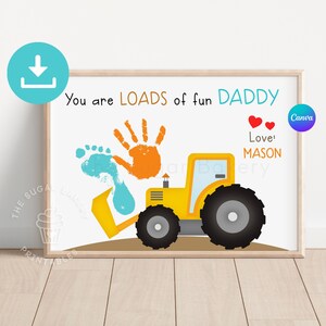 Vaderdag LOADER Handafdruk Kunst, Je bent heel leuk TRACTOR, BEWERKBARE Vaderdag handafdruk ambacht, Vader Papa Cadeau Handafdruk afdrukbaar