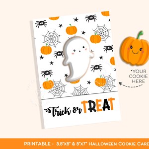 Halloween-Kekskarte Druckbare Süßes oder Saures Mini-Kekskarte 5 x 7, Kürbisspinnen-Geist-Fledermaus-Kekskarte Druckbare Kekskarte