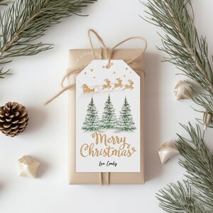 Etiqueta de feliz Natal imprimível, etiquetas de presente de Natal de Papai Noel EDITÁVEIS, etiqueta de presente de lembrança de funcionário de professor de renas de feliz Natal, equipe de alunos