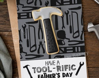 Father's Day Tool Cookie Card printable, Have a TOOL-Rific Fathers Day, Gift for Dad Tools Wrench Cookie Card, Fathers Day cookie backer