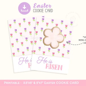 Osterkekskarte, Er ist auferstanden 3,5 "x 5" Mini OSTER COOKIE CARD, 3,5 "x 5" druckbare Osterblumen-Cookie-Karten, Osterdruckbare Tulpen