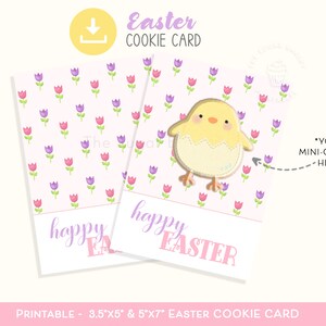 Happy Easter COOKIE CARD, Easter Flowers Spring Cookie Cards, Printable Easter Cookie Card, 3.5x5 Mini and 5x7 Happy Easter cookie card tag