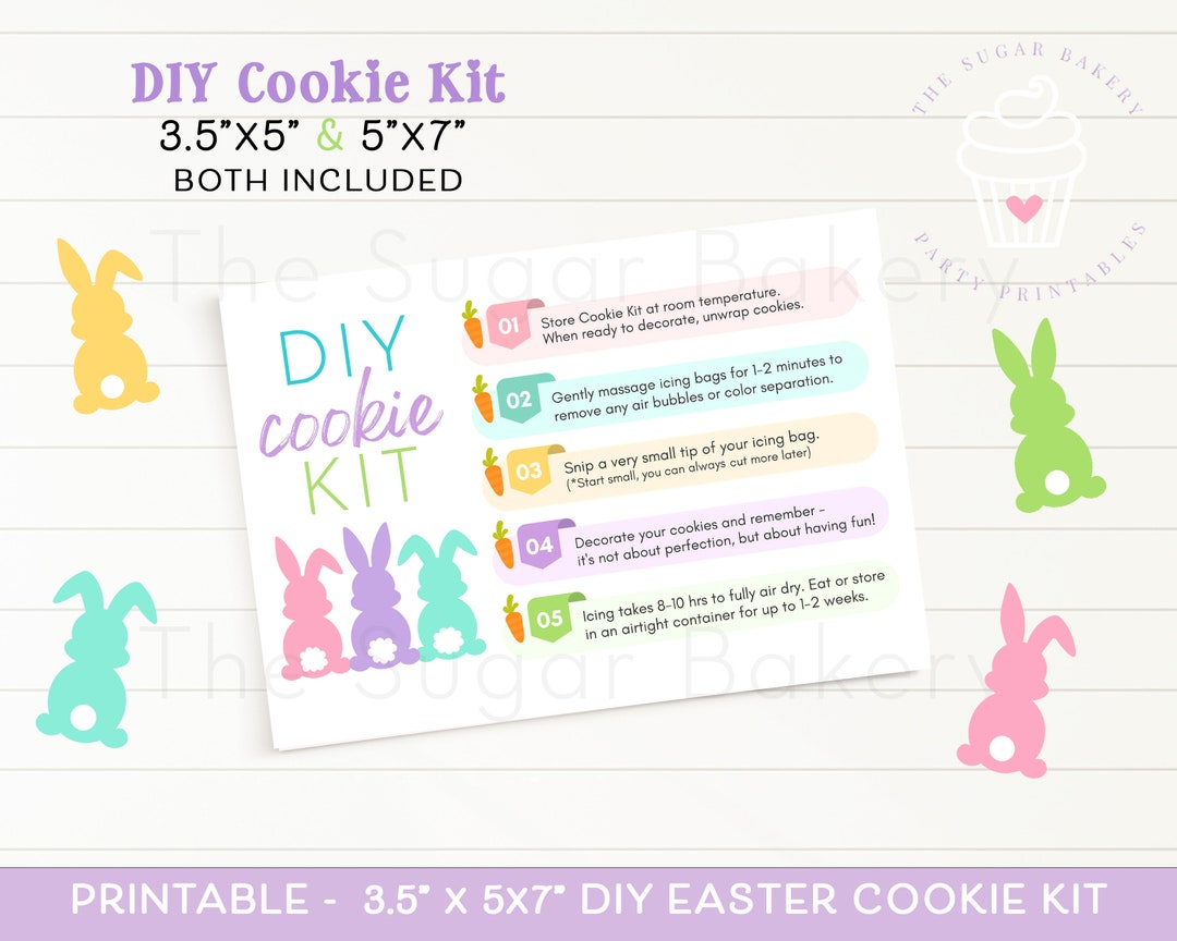 Printable EASTER DIY COOKIE Kit Instructions 3.5x5 and Etsy
