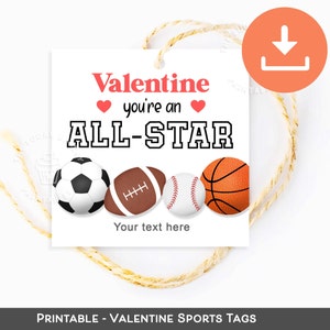 Dia dos Namorados esportivo, Dia dos Namorados infantil para impressão, ALL-STAR Basquete Beisebol Futebol Futebol Dia dos Namorados, Etiquetas de Dia dos Namorados, Etiqueta de Dia dos Namorados Escolar