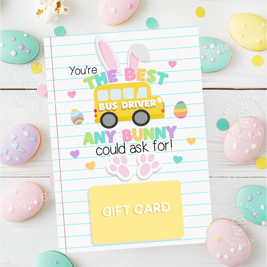 Lapin de Pâques imprimable BUS DRIVER titulaire de la carte