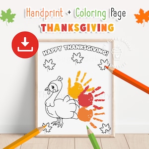 Fall Handprint Craft Printable Coloring Pages Thanksgiving Turkey Handprint Art Fall October art, kids activities bundle preschool printable
