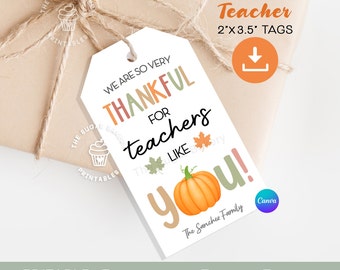 Teacher Thanksgiving Gift Tag, Fall Thanksgiving Treat Tag, Grateful For You Gift Tag, Teacher Appreciation Thank You Gift, Thanksgiving tag