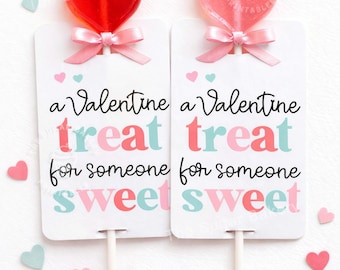 Printable Valentine Lollipop Holder, Valentine Sucker Holder, Valentine Candy Lollipop Holder, Valentines Party favor, classroom candy tag