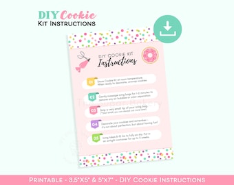 Printable DIY COOKIE Kit Instructions, Easter Valentine Birthday Cookie Kit Instructions, DIY Cookie Kit, Decorate Your Cookie Instructions