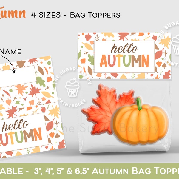 Autumn and Fall Treat Bag Topper, Fall Cookie Bag Toppers, Printable Thanksgiving Topper, Thanksgiving Treat Bag topper, Cookie Decorating