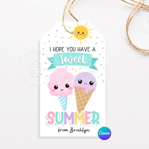 Tener una etiqueta DULCE VERANO, Etiquetas de regalo de fin de año escolar, Etiqueta EDITABLE de Dulces, Etiquetas de verano, Regalos del último día de clases para un compañero de clase estudiante