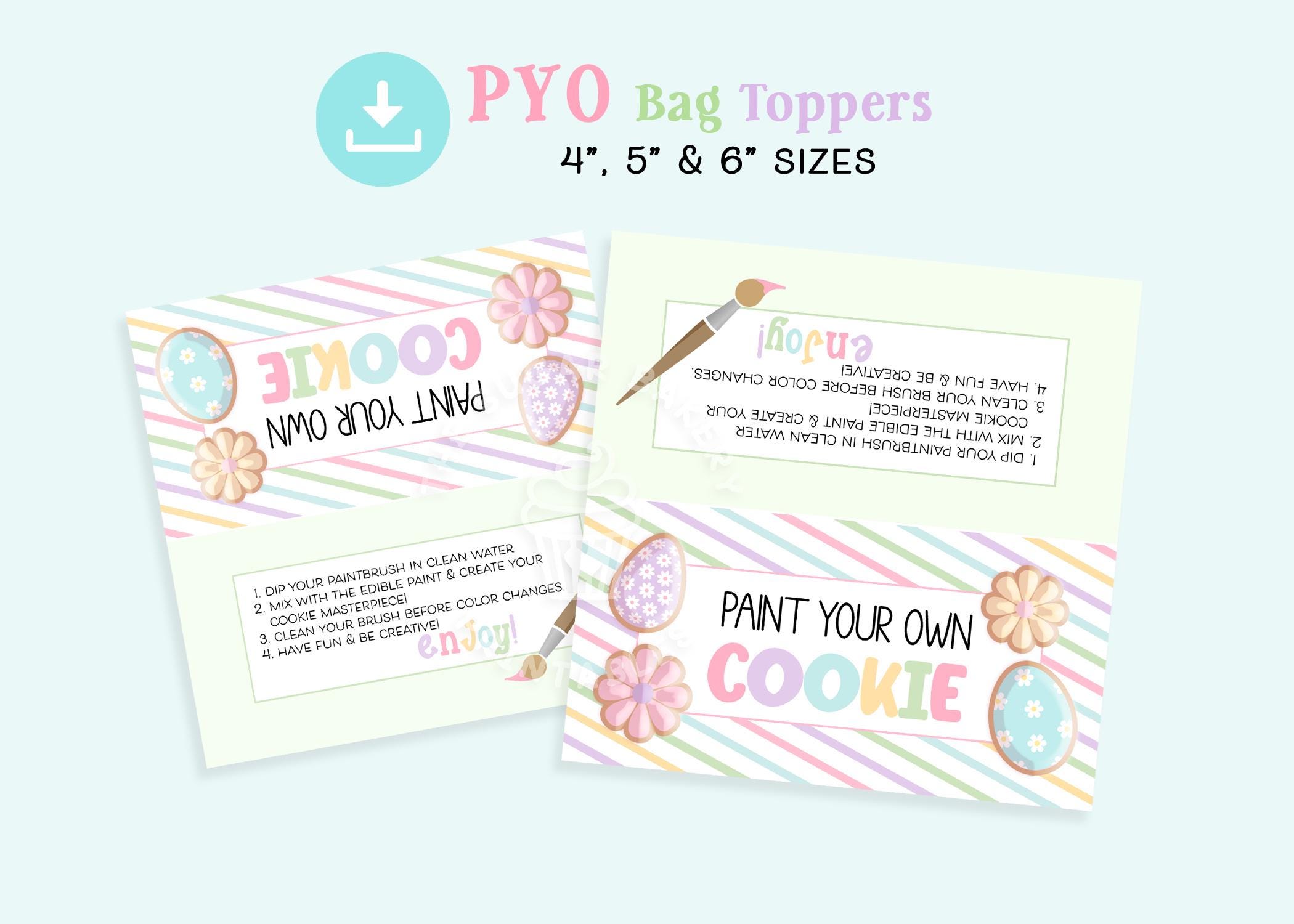 PYO Easter Cookie Bag Topper, 4", 5" and 6" Pyo BAG TOPPERS, Paint Your ...