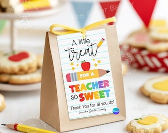 Teacher Appreciation Gift Tags Printable, Sweet Treat Thank You Tags, From Student Teacher Gift, Cookie Candy Tag Instant Download
