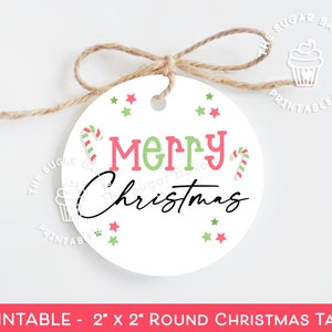 Druckbare Weihnachtsplätzchen-Anhänger, einfache runde Weihnachtsgeschenkanhänger, frohe Weihnachten-Geschenkanhänger, Weihnachtsplätzchen-Anhänger, personalisierte Weihnachtsanhänger