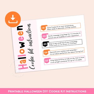 Instructions du kit de biscuits DIY HALLOWEEN Imprimable kit de biscuits citrouille fantôme d'Halloween Instructions pour les biscuits Carte décorez votre propre cookie