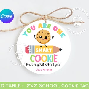 Ein Smart Cookie Erster Schultag, Ein Smart Cookie Tag, Back to SCHOOL Geschenkanhänger, EDITIERBARer erster Schultag Lehrer Schüler