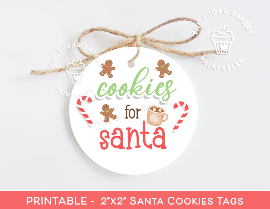 COOKIES for SANTA Cookie Tag, Candy Cane Gingerbread Cookie Tag ...