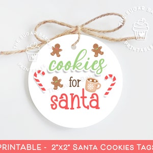COOKIES for SANTA Cookie Tag, Candy Cane Gingerbread Cookie Tag, Printable Christmas Treat tag, A little Sweet Treat Tag, for Santa gift tag