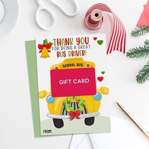 Weihnachts-BUS-FAHRER-GESCHENKkartenhalter, danke Schulbusfahrer, Geschenk zum Jahresende, Feiertagskaffee-Geschenkkarte, Wertschätzung des Busfahrers