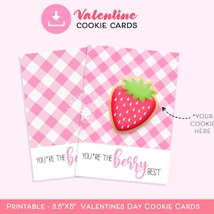 Você é o BERRY BEST 3,5" x 5" Mini cartão de COOKIE, cartão de biscoito para impressão de verão, cartão de biscoito de morango para o dia dos namorados, cartão de biscoito Berry Best rosa