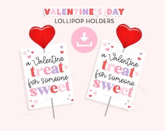 Printable Valentine Lollipop Holder, Valentine Sucker Holder, Valentine Candy Lollipop Holder, Valentines Party favor, classroom candy tag