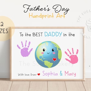 Best DADDY in the World Handprint Art Craft from kids, Father's Day Printable Daddy Handprint Art Craft, Keepsake Handprint Gift from Child