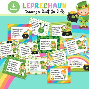 St Patricks Day Scavenger Hunt, Leprechaun SCAVENGER HUNT, St. Patrick&#39;s Day TREASURE Hunt for Kids Printable, Indoor Activity for Kids Game