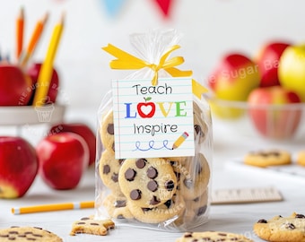 Teacher Appreciation TAG, Teach Love Inspire TEACHER Gift Tag, Thank you teacher tag, Teacher Cookie Treat Tag, Gift for Teacher printable