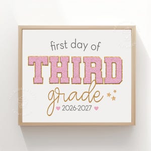 First Day of 3rd Grade Sign PINK Printable Cute Pastel Chalkboard Back to School Sign Girls First Day School Third Grade Photo Prop CRAY103