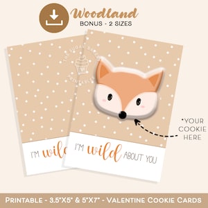 Waldland COOKIE KARTEN, ich bin WILD über Sie Valentine Cookie Card, Waldland Waschbär Eichhörnchen Fuchs Eule Bunny Deer Bear Tree Cookie Karte