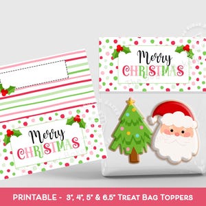 Frohe Weihnachten, Weihnachtsmann, Cookie Bag Topper, Weihnachts Leckerei Bag Topper, druckbare Weihnachtsplätzchen Bag Topper, Candy Cane Topper, Taschendeckel