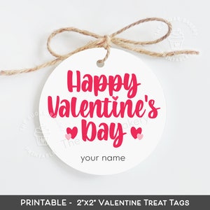 Happy Valentine&#39;s Day Tags, Printable Valentine&#39;s Day Cookie TAGS, Valentine tags for kids, classroom valentines, teacher tags, Goodie tags