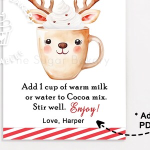 Printable Hot Chocolate Mix Gift Tags, Reindeer Hot Cocoa Mix Tags ...
