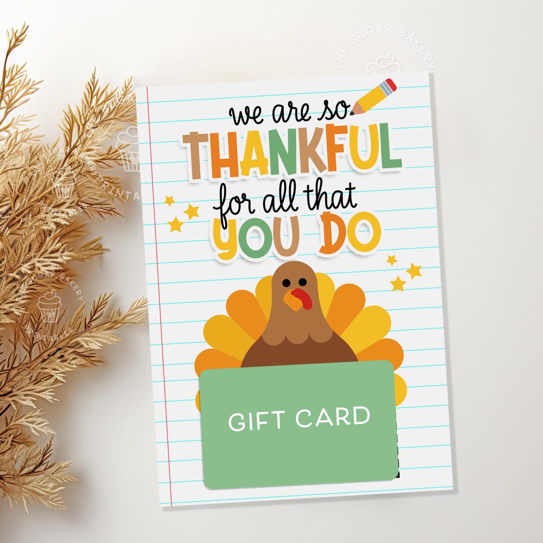 Thanksgiving Gift Card Holder, THANKFUL for All That You Do, Printable ...
