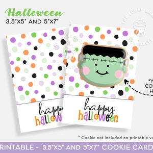 Happy Halloween Keks Karte, 3,5x5 und 5x7 Mini Halloween Keks Karte, Polka Dots Monster Hexe Spinne Keks Karte, druckbare Keks Karte