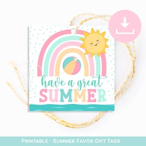 Etiqueta imprimible "Que tengas un gran VERANO", etiqueta de regalo para estudiantes de fin de año, etiqueta de gafas de sol con PELOTA DE PLAYA, regalo del maestro ESTUDIANTE, etiqueta de recuerdo del aula