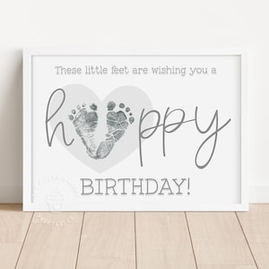 Feliz aniversário, pegada, artesanato, impressão, preto e branco, presente de aniversário, mãe, pai, avó, avô, tia, tio, arte, cartão, bebê, recém-nascido, criança, lembrança