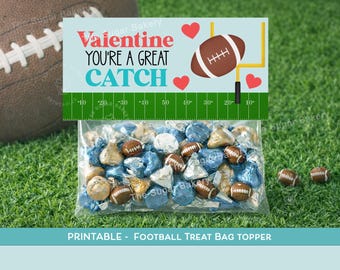 Football Valentine Treat Bag Topper, Valentine Bag Topper, Kids Football Valentine Card, Football Valentines, Classroom Preschool Valentines