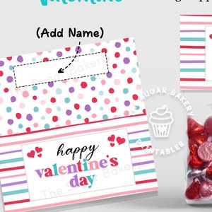 Valentine Treat Bag Topper, Happy Valentine's Day Treat BAG TOPPER, Valentine Class Treats, Printable topper, Classroom Preschool treat bag image 2